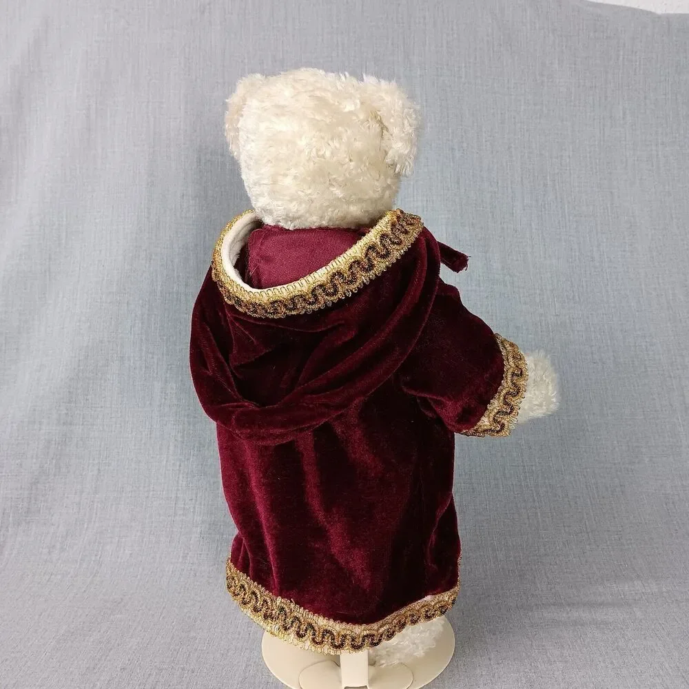 Ty Attic Treasures Gem White Bear Stuffed Dark Red Cape Robe Festive Holiday